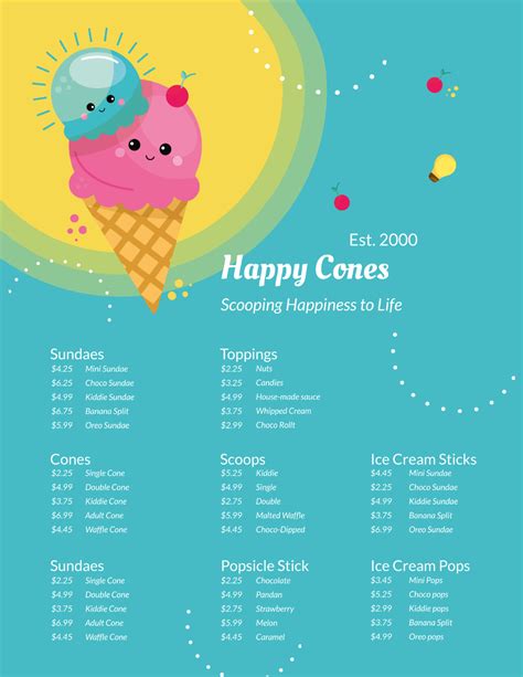 Free Modern Ice cream Menu Template - Edit Online & Download | Template.net