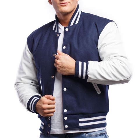 Varsity Base Men Jacket Royal Blue Wool Body White Leather Sleeves Letterman Jacket