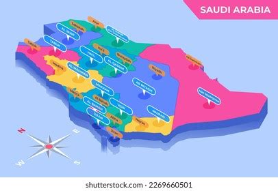 Isometric Colorful Map Saudi Arabia Provinces Stock Vector (Royalty Free) 2269660501 | Shutterstock