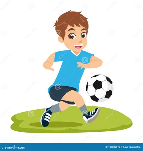 Cartoon Boy Playing Football | CartoonDealer.com #8774883