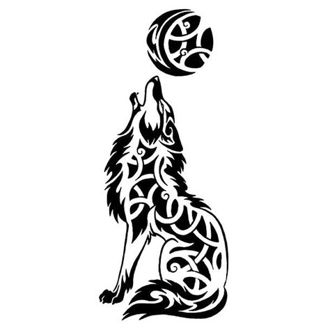 Celtic Wolf Howling At The Moon Tattoo Design