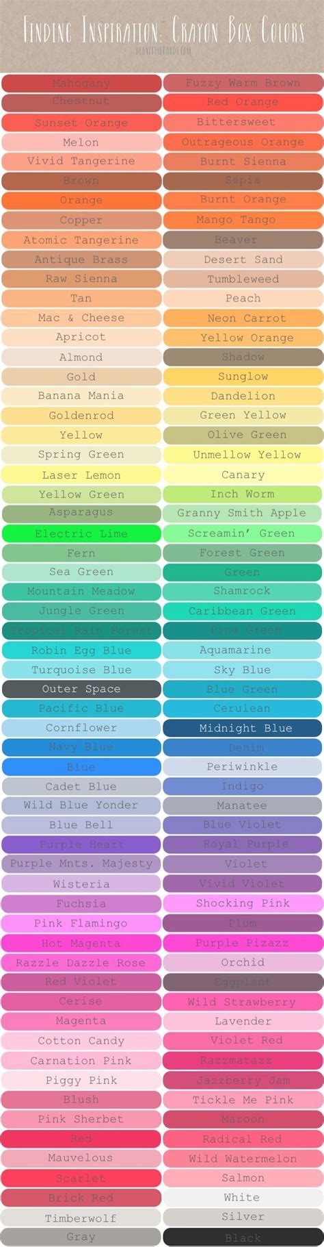 Color Chart With Names