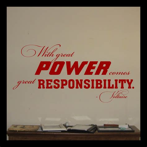 With Great POWER comes Great RESPONSIBILITY quote vinyl wall decal on ...