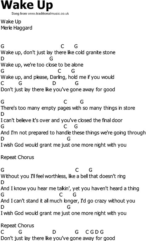 Old Country song lyrics with chords - Wake Up