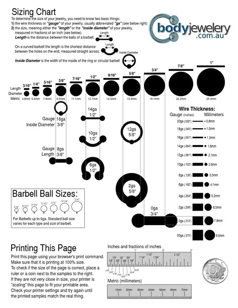 Ear Plug Sizes Chart Gauge Actual Size