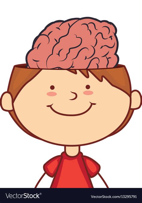 Kid with brain character Royalty Free Vector Image