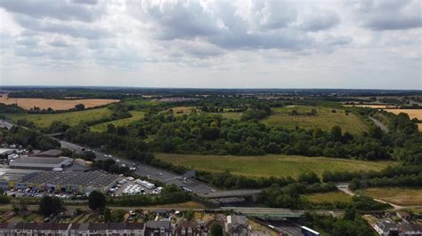 High Angle Beautiful View of British Village and Countryside of England UK 9690880 Stock Video ...