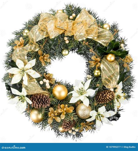 Christmas Decorative Wreath of Holly, Ivy Stock Image - Image of ...