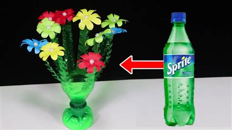 Empty Plastic Bottle Vase Making Craft, Water Bottle Recycle Flower Vase Art Decoration Idea ...