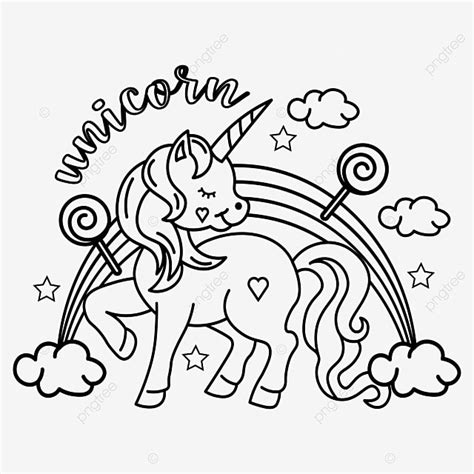 Unicorn Coloring Page For Kids, Unicorn Drawing, Ring Drawing, Kid Drawing PNG and Vector with ...