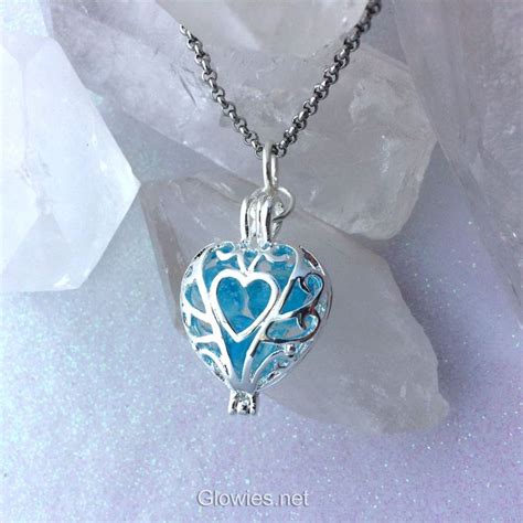 Frozen Heart Galaxy Glowing Glass Necklace