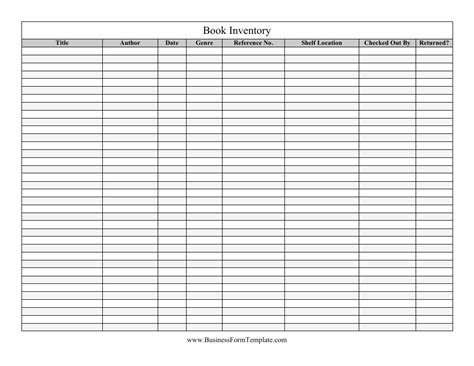 Book Inventory List Template List Template Printable Books Books - Bank2home.com