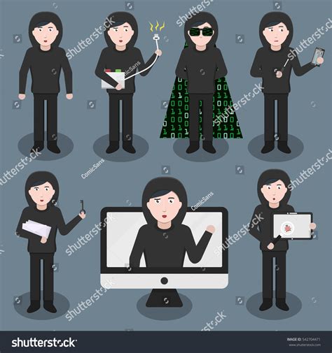 Collection Vector Cartoon Hacker Character Various Stock Vector ...