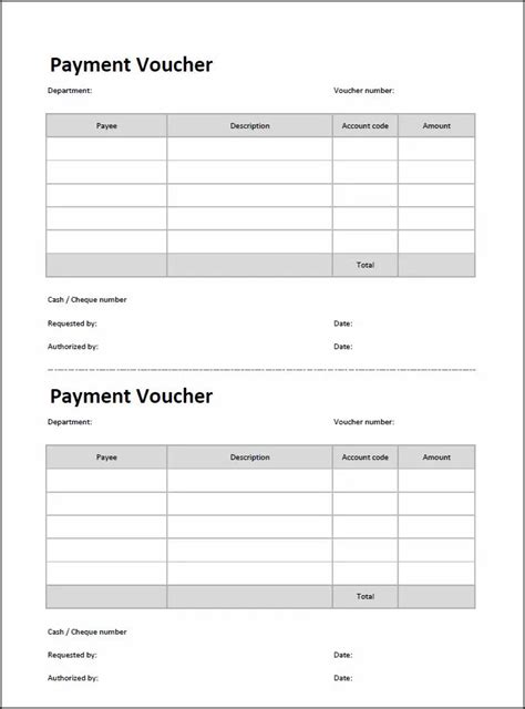 Payment Voucher Template | Double Entry Bookkeeping