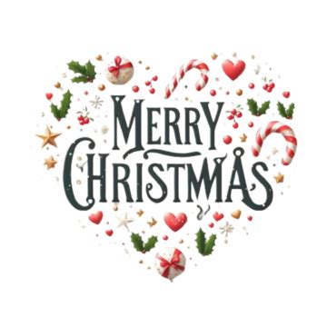 Merry Christmas Heart Shape Typography Banner Vector Transparent Text Effect, Merry Christmas ...