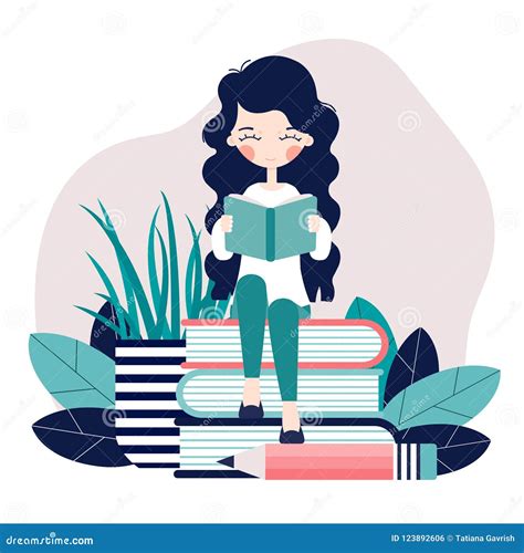 Girl and books 2 stock vector. Illustration of people - 123892606