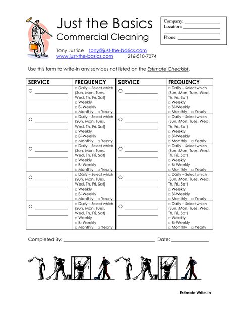 Commercial+Cleaning+Checklist+Printable | Commercial cleaning, Cleaning checklist template ...