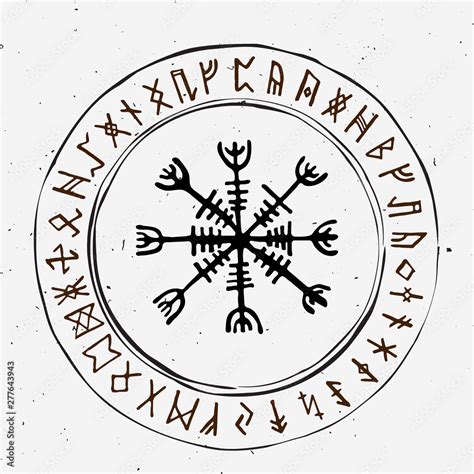 Futhark norse islandic and viking runes set. Magic hand draw symbols as ...