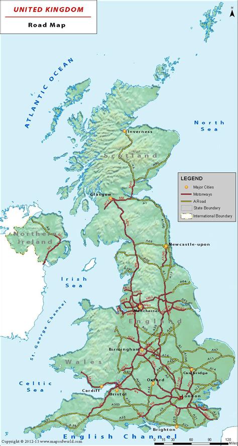 Great Britain highway map - Britain highway map (Northern Europe - Europe)