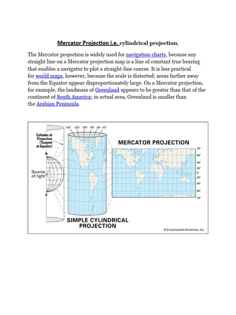 Mercator Projection Ie. Cylindrical Projection | PDF