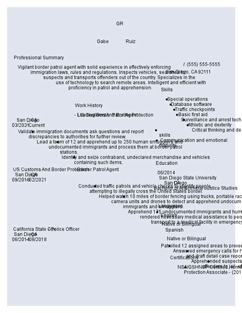 Cbp Resume Template