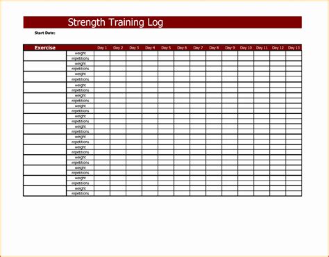 6 Workout Log Template Excel - Excel Templates