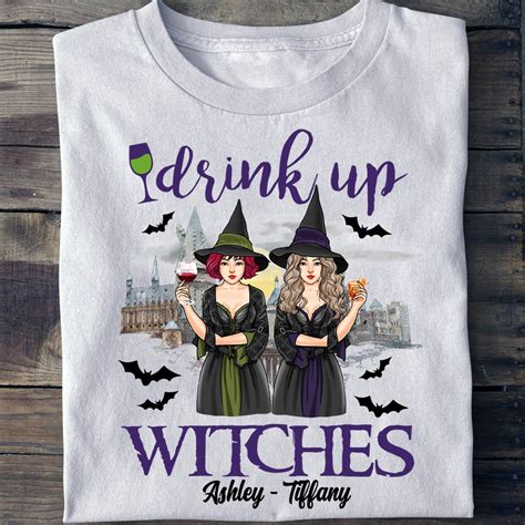 Personalized Drink Up Witches Halloween T Shirt, Autumn - Fall Halloween Custom Shirt ...