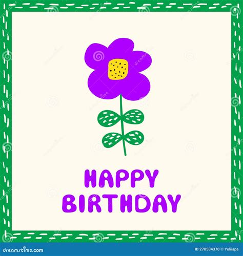 Modern Greeting Card Design with a Flower and Happy Birthday ...