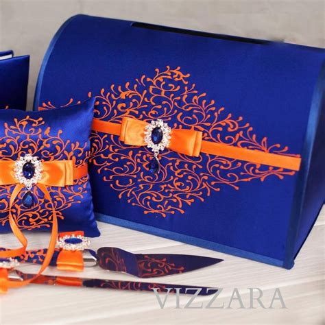 Wedding gift card box Royal blue wedding Card box for wedding reception Orange wedding Create ...