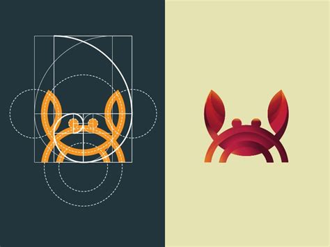 Crab logo using grid of golden ratio | Golden ratio graphic design, Graphic design logo, Graphic ...