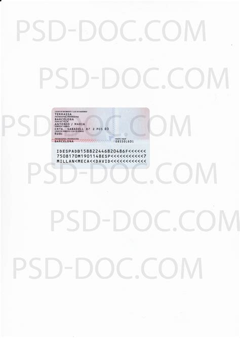 ID card Spain front + back - PSD Store