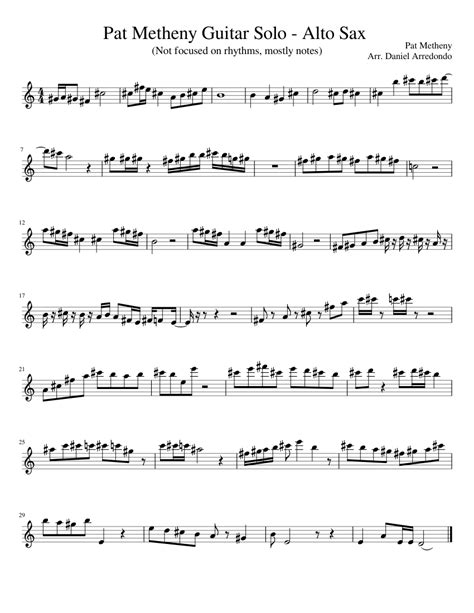 Heat of the Day Guitar Solo - Alto Sax (work in progress) Sheet music for Saxophone alto (Solo ...