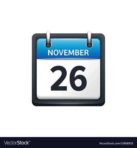 November 26 calendar icon Royalty Free Vector Image