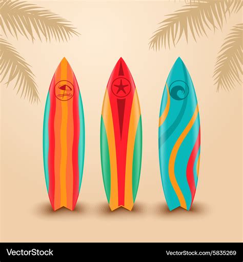 Surf boards with different design Royalty Free Vector Image