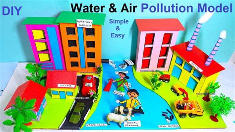 water pollution and air pollution model making using cardboard - diy - in simple steps ...