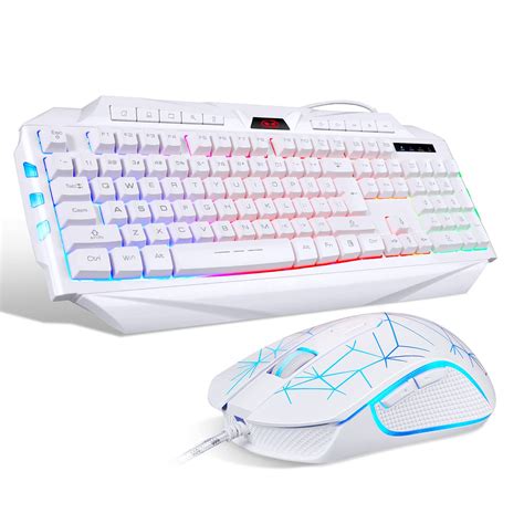 Buy White Gaming Keyboard and Mouse Combo,MageGee GK710 Wired Backlit Keyboard and White Gaming ...