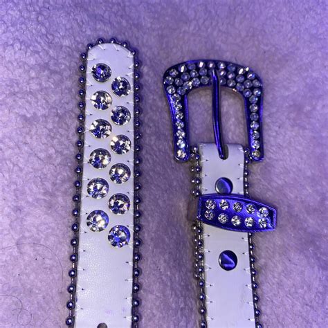 White Rhinestone Bling Belt size Small - Depop