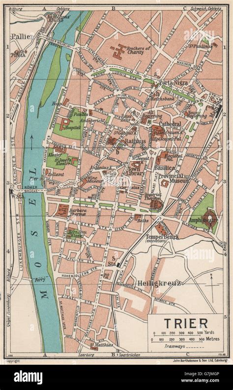 TRIER. Vintage town city map plan. Germany, 1933 Stock Photo - Alamy