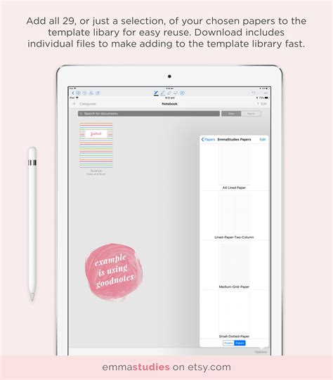 Digital Note Taking Paper Template | Goodnotes Notability iPad Tablet | Lined Ruled Grid Dotted ...