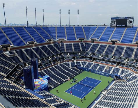 An empty Arthur Ashe Stadium during a practice session. | Tennis scores ...