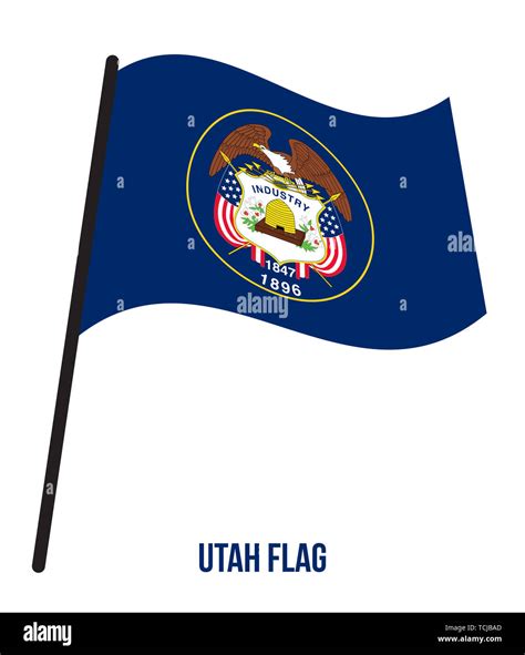 Utah (U.S. State) Flag Waving Vector Illustration on White Background ...