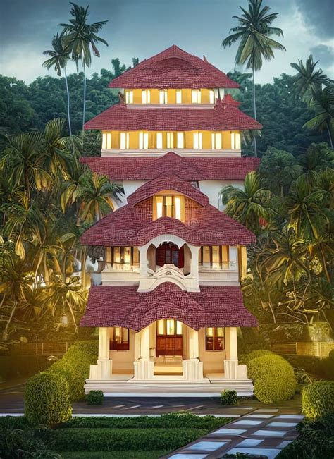 Fictional Mansion in Thiruvananthapuram, Kerala, India. Stock Illustration - Illustration of ...