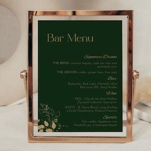 Wedding Bar Menu Template, Wedding Bar Signs, Signature Drink Sign ...