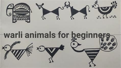 Warli art for beginners part- 2/ warli animals step by step / how to draw warli animals/for ...