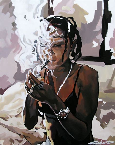 Smoking girl by Fresha D, 2023 | Painting | Artsper