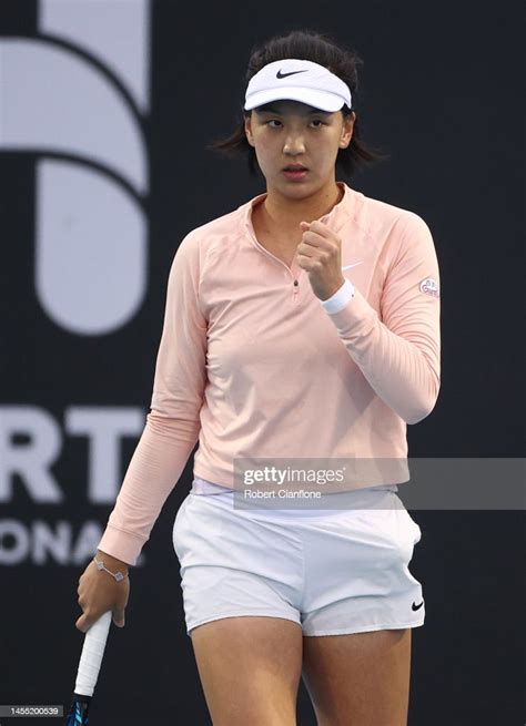 Xinyu Wang of China competes in her first round match against Olivia... News Photo - Getty Images