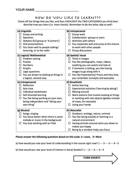 Learning Styles Quiz For Kids