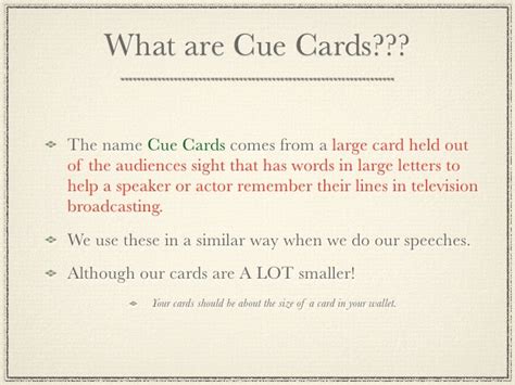 Writing cue cards