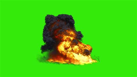 Big oil fire explosion on green background with alpha channel 39672043 ...