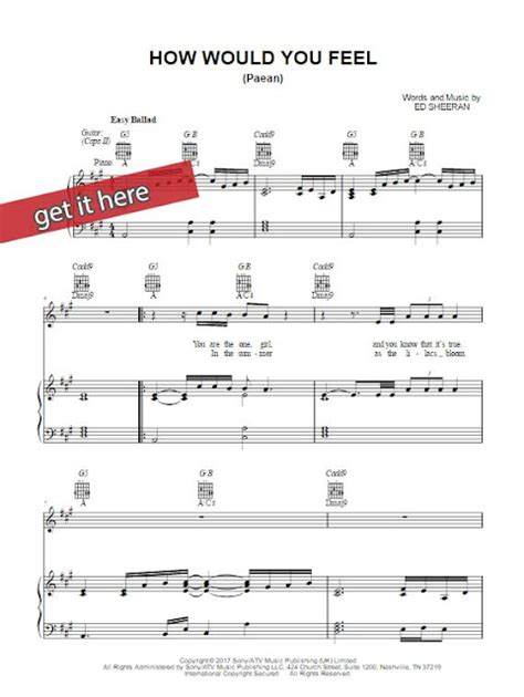 Sheet Music Notes World: Ed Sheeran How Would You Feel Sheet Music ...